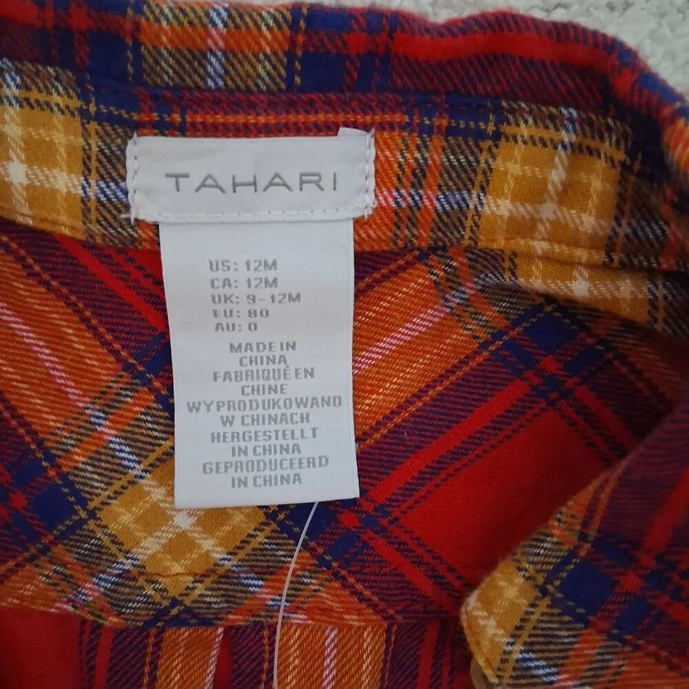 NWT Cotton Baby Red Plaid Sz Unisex 12 Months One Piece Long Sleeve Family Photo